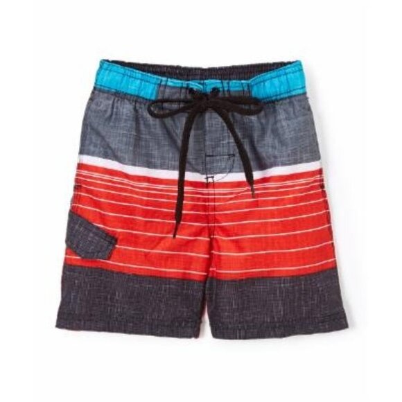 Kanu Surf Boys Board Shorts Black & Red Viper Stripe Swim NEW Trunks SIZE 8 - Picture 1 of 7